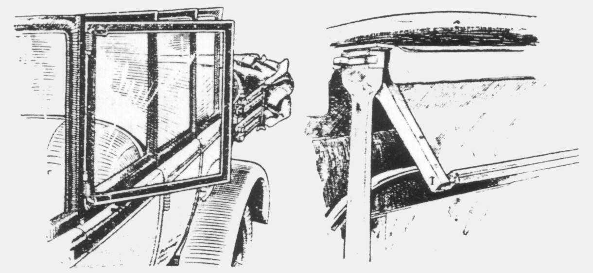 Ausstellfenster und Windschutzscheibe Rover 12hp 1923