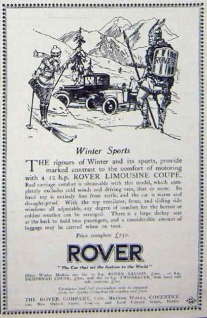 Werbung für Rover 12 hp, 1922
