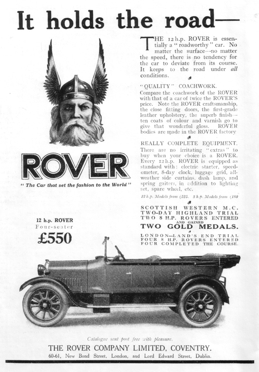 Werbung für Rover 12 hp, 1923