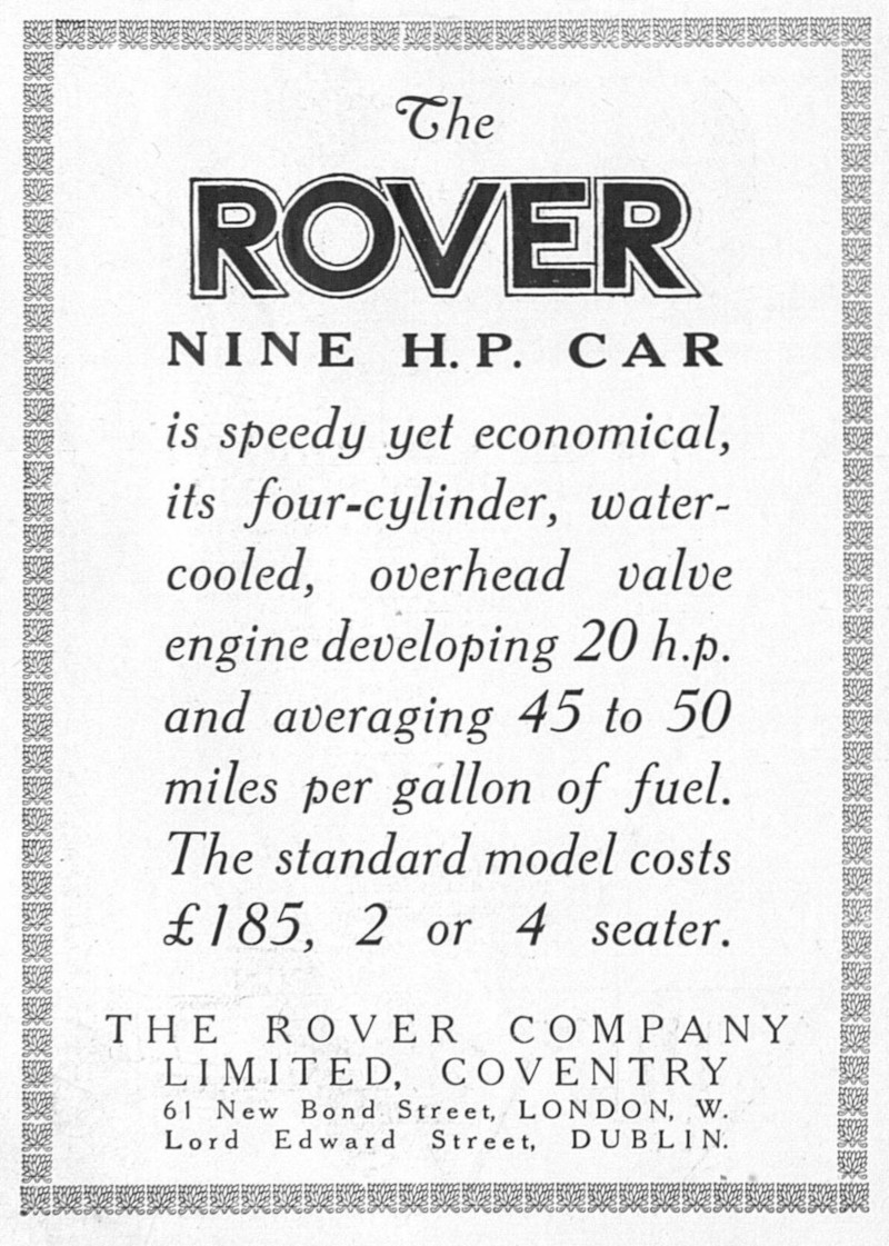 Werbung für Rover 9 hp, 1924