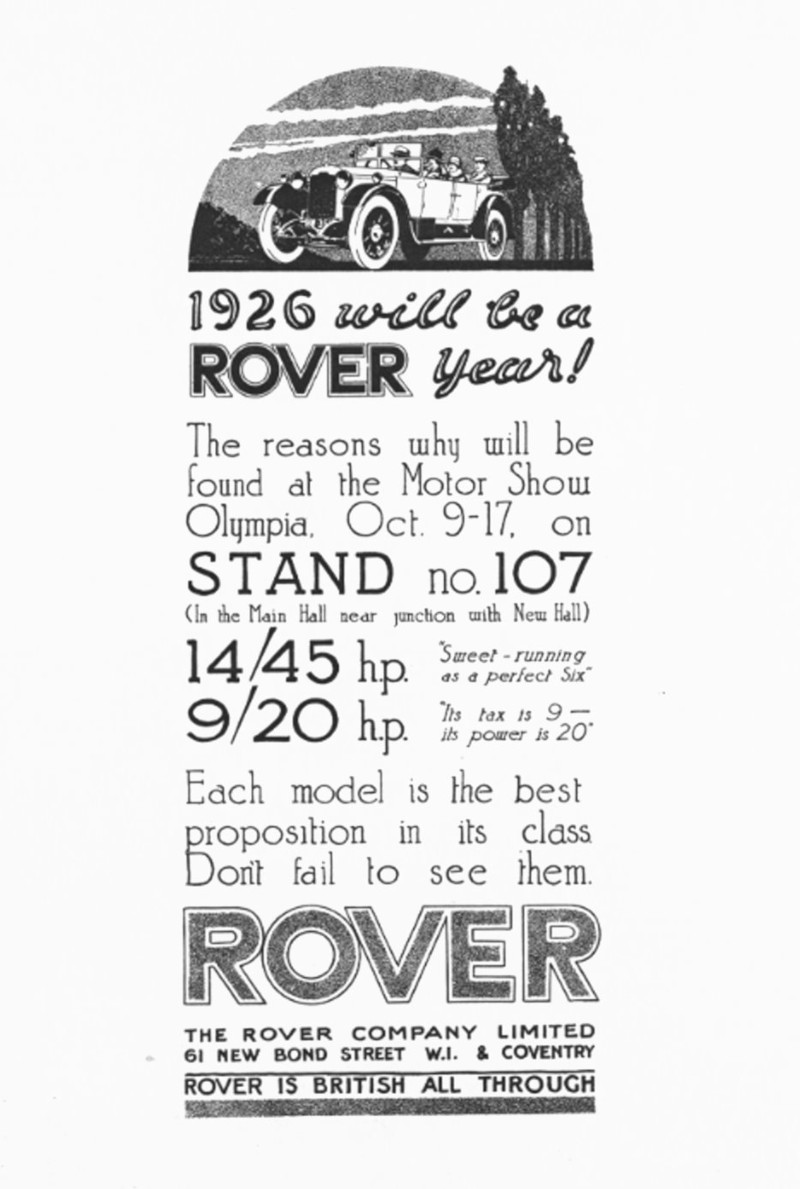 Werbung für Rover 9/20 hp, 1925