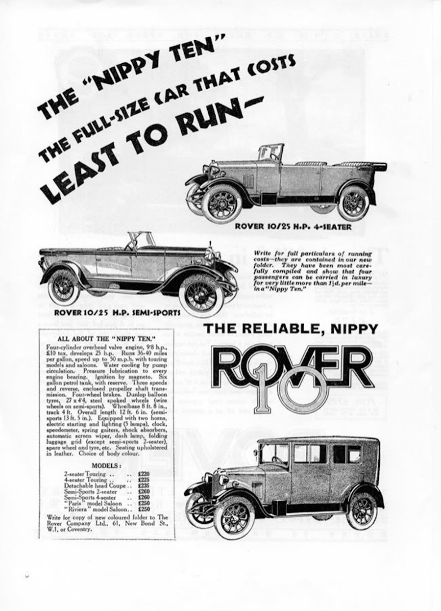 Werbung Rover 10/25hp 1928