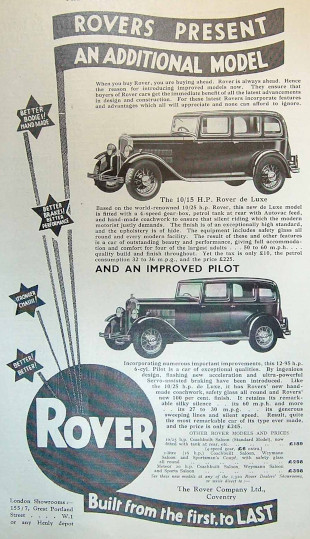 Werbung Rover 10/25hp 1932