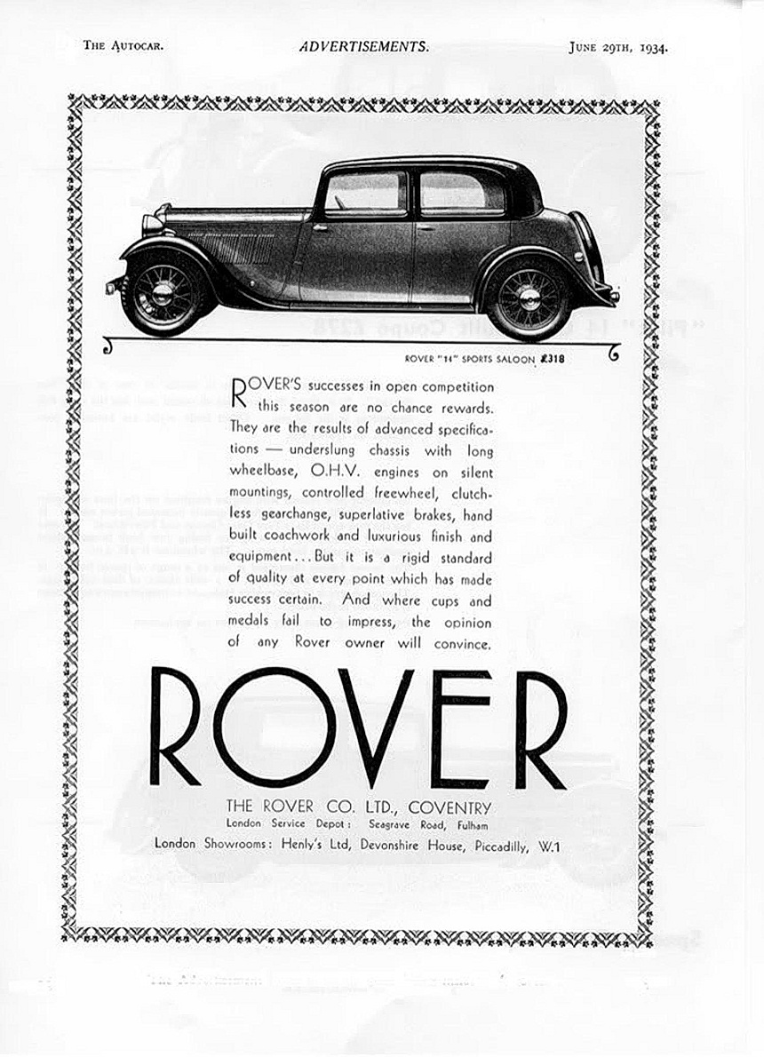 P1 Werbung (14hp Sports Saloon) 1934