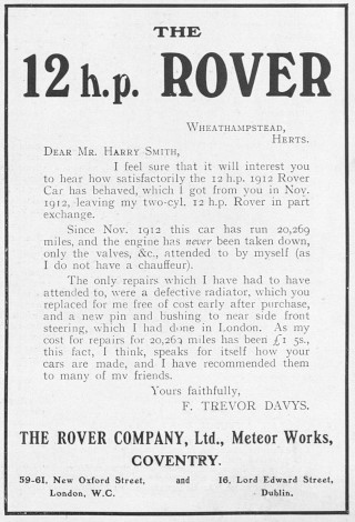 Werbung für Rover 12hp Clegg, 1914
