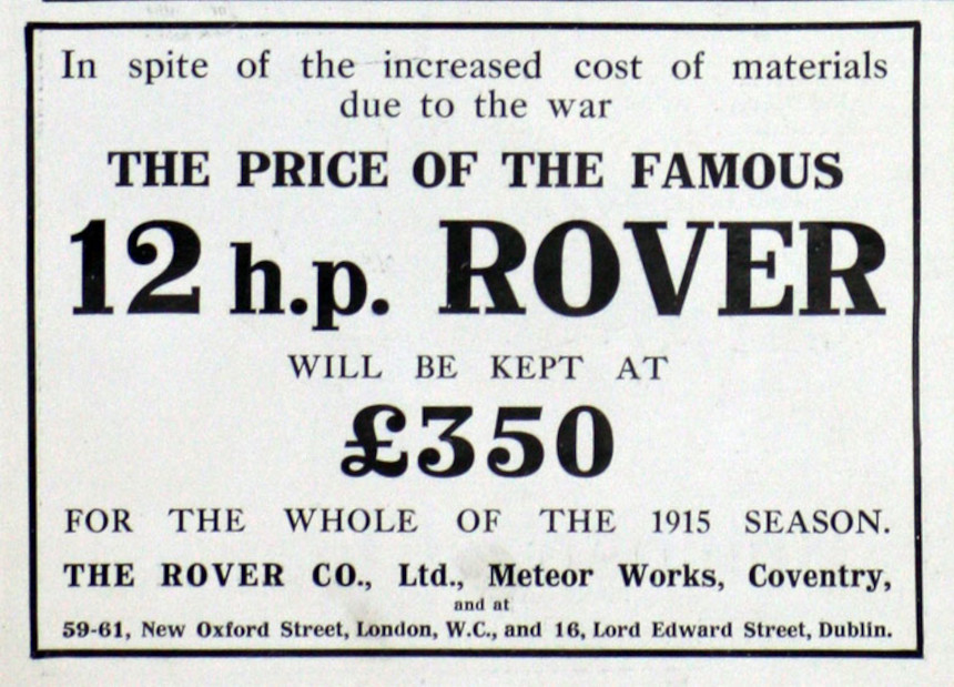 Werbung für Rover 12hp Clegg, 1915