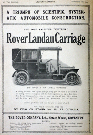 1909 Rover 15hp Advert Autocar