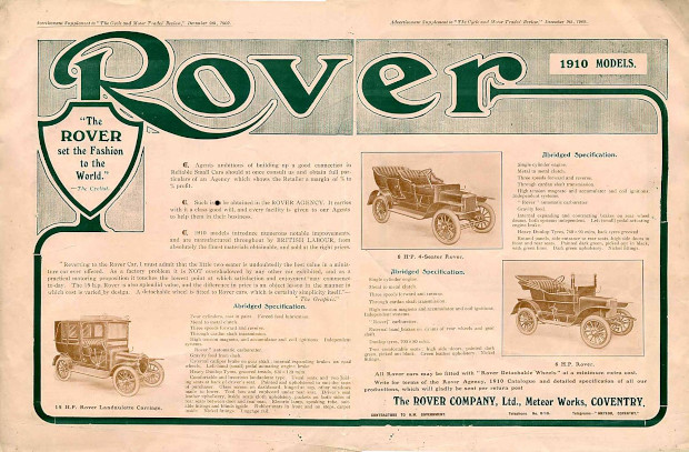 1909 Rover Advert u.a. 15hp