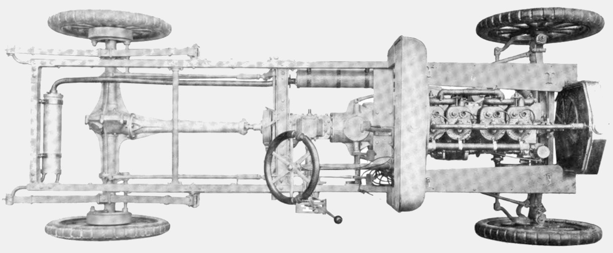 1908 Rover 16/20 hp - Aufsicht auf das Chassis