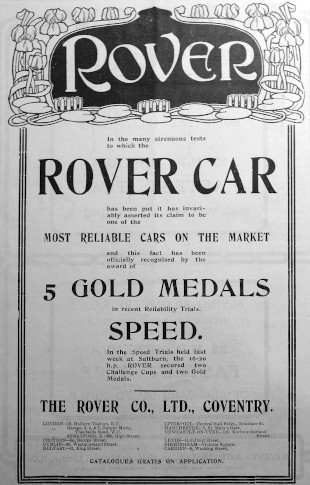 Werbung für Rover 16-20hp, 1906, The Motor