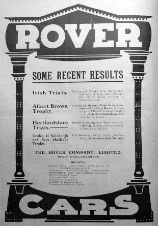 Werbung für Rover 16-20hp, 1909, The Motor