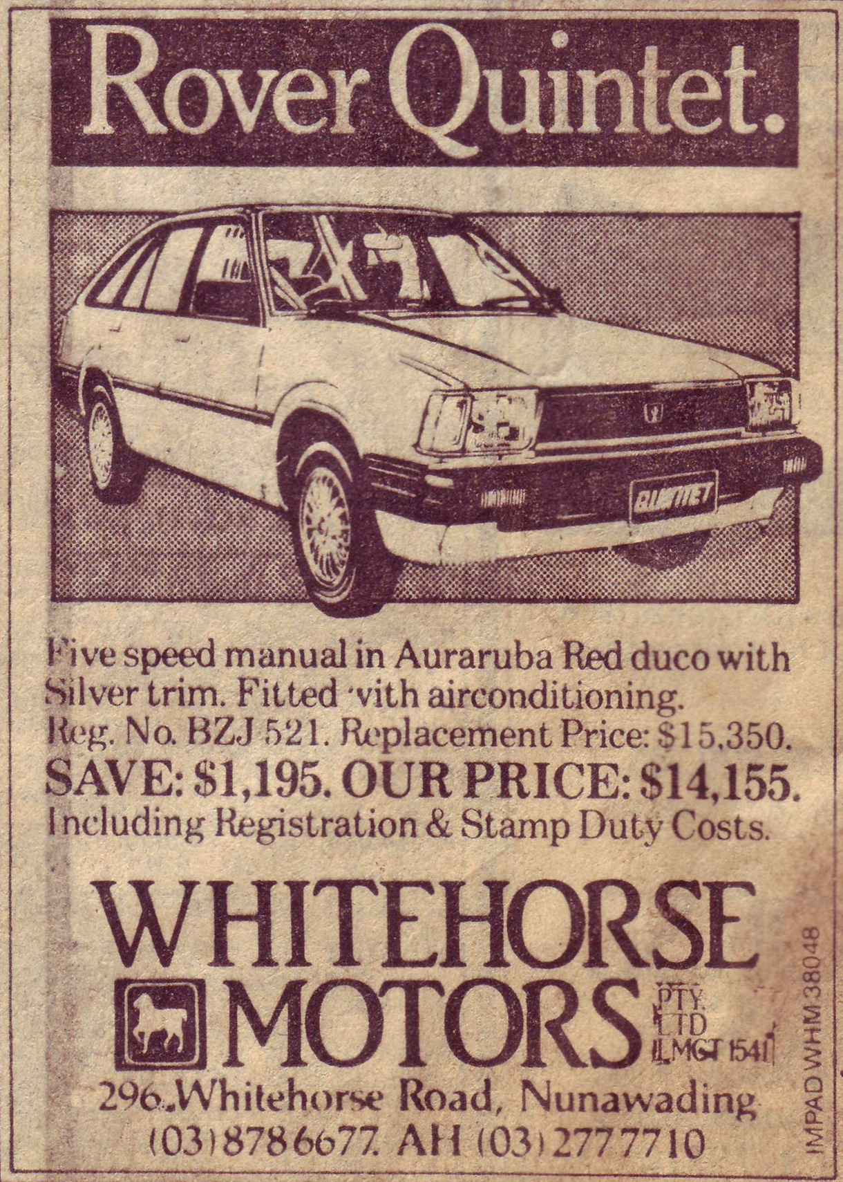 1983 Advert Rover Quintet