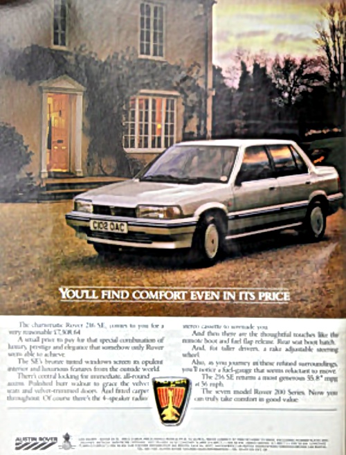 Werbung für Rover 216SE, 1986