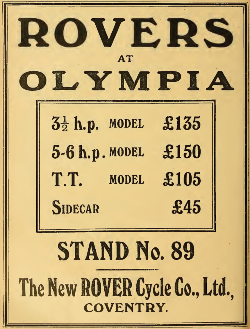 1920 Anzeige ROVER zur Olympia-Schau